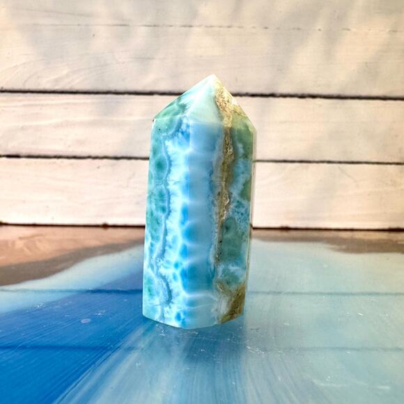 Larimar Polished Tower Blue White Mineral – Dominican Republic – 46 mm - Picture 4 of 4